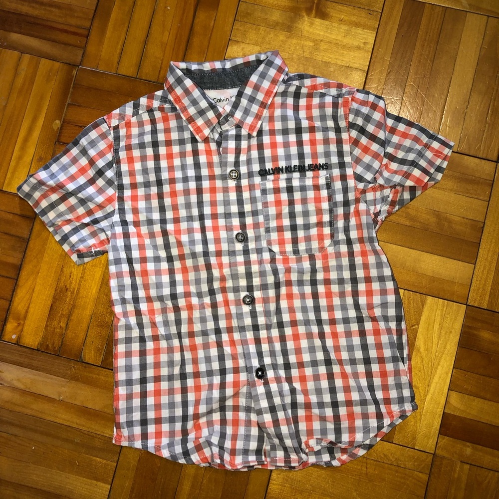 Calvin Klein Jeans Red and Black Button Down Shirt